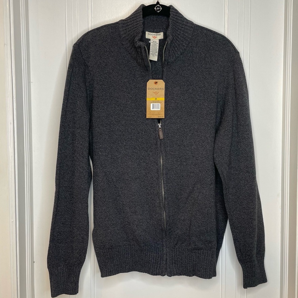 Dockers men’s sweater, charcoal grey, zip up, size medium